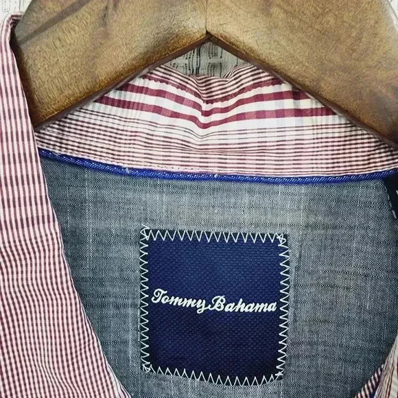 Tommy Bahama Silk Blend Men's Size L Short Sleeve Button down Plaid - Picture 6 of 7